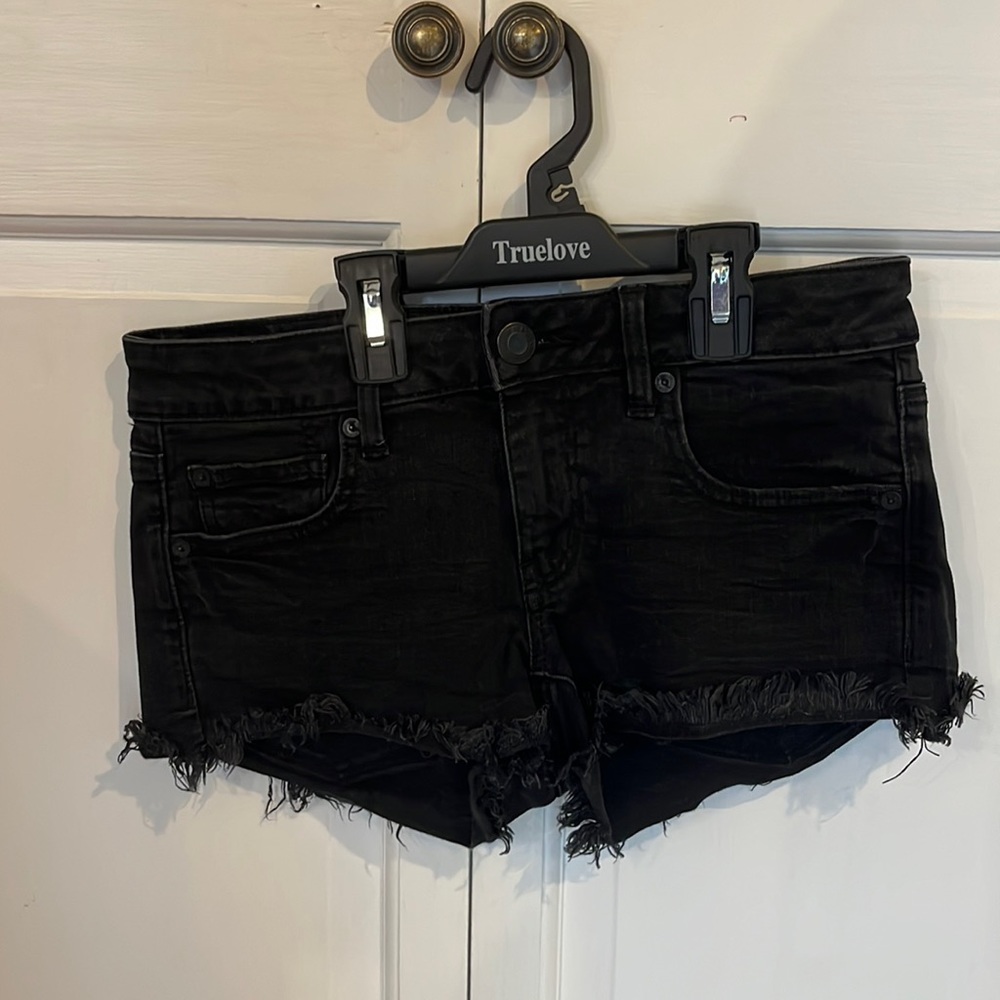 American Eagle black denim shorts